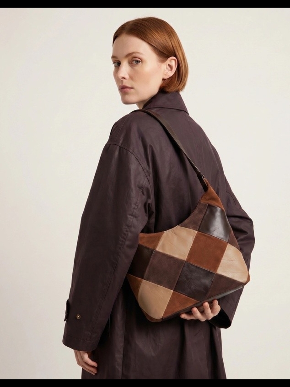 Brown Leather & Suede  Patchwork Shoulder Bag!.